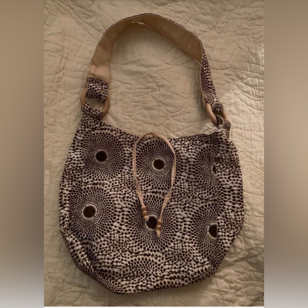 Boho Brown Cream Fabric Purse